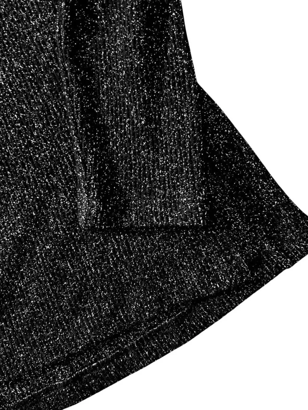 WHITE HOUSE BLACK MARKET Womens M Black Glitter Faux Wrap Cowl Neck Slit Sweater